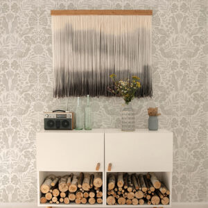 Nestle Dove Bird Block Print Wallpaper