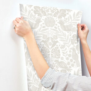 Nestle Dove Bird Block Print Wallpaper