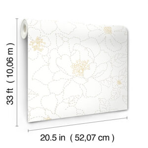 Gardena White Embroidered Floral Wallpaper