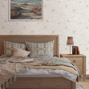 Gardena White Embroidered Floral Wallpaper