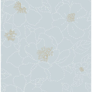 0089926 gardena sky blue embroidered floral wallpaper