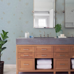 Gardena Sky Blue Embroidered Floral Wallpaper