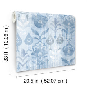 Pavord Blue Floral Shibori Wallpaper