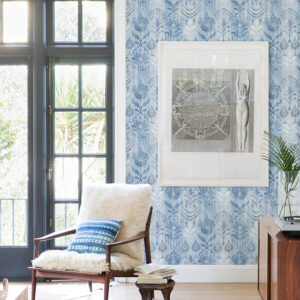 Pavord Blue Floral Shibori Wallpaper