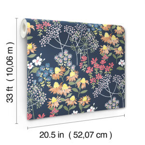 Cultivate Navy Springtime Blooms Wallpaper