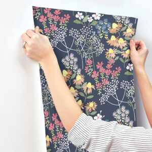 Cultivate Navy Springtime Blooms Wallpaper
