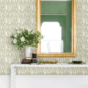 Bancroft Sage Artistic Stripe Wallpaper