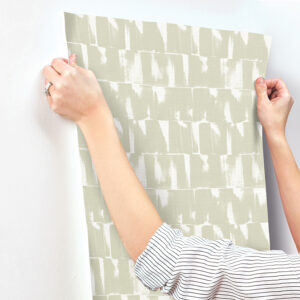 Bancroft Sage Artistic Stripe Wallpaper