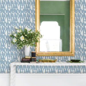 Bancroft Blue Artistic Stripe Wallpaper