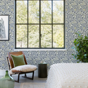 Divine Slate Abstract Medallion Wallpaper