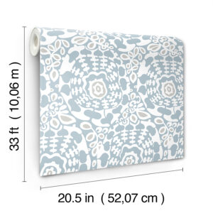 Divine Light Blue Abstract Medallion Wallpaper