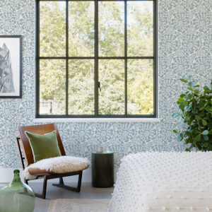 Divine Light Blue Abstract Medallion Wallpaper