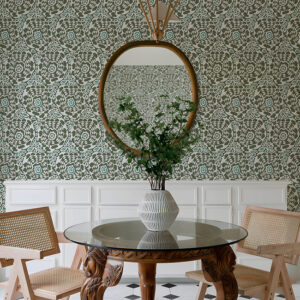 Divine Green Abstract Medallion Wallpaper