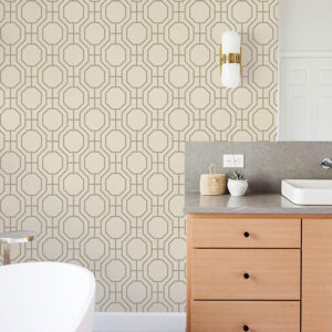 Manor Taupe Geometric Trellis Wallpaper