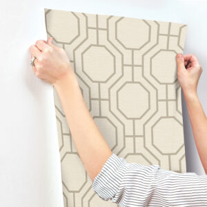 Manor Taupe Geometric Trellis Wallpaper