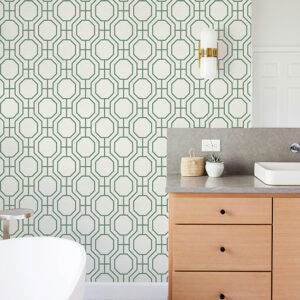 Manor Green Geometric Trellis Wallpaper