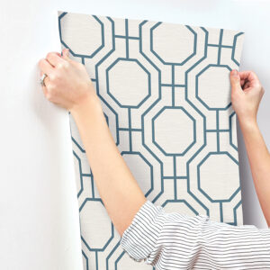 Manor Blue Geometric Trellis Wallpaper