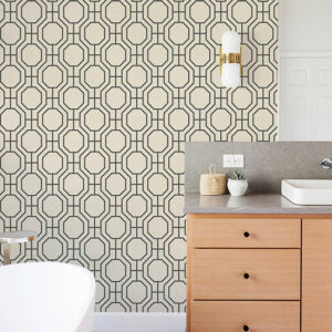 Manor Black Geometric Trellis Wallpaper