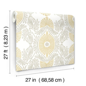 Villa Light Yellow Embellished Ogee Wallpaper