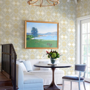 Villa Light Yellow Embellished Ogee Wallpaper