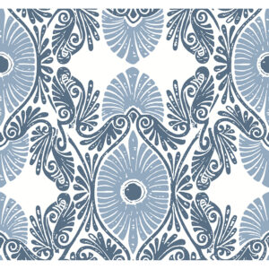 0090126 villa blue embellished ogee wallpaper