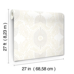 Villa Bone Embellished Ogee Wallpaper
