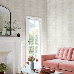 Villa Bone Embellished Ogee Wallpaper
