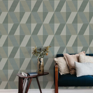 Winslow Green Geometric Faux Grasscloth Wallpaper