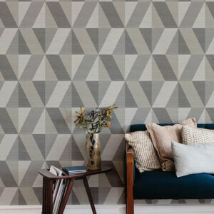 Winslow Stone Geometric Faux Grasscloth Wallpaper