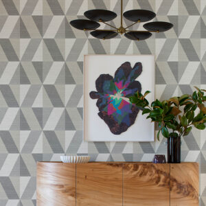 Winslow Stone Geometric Faux Grasscloth Wallpaper