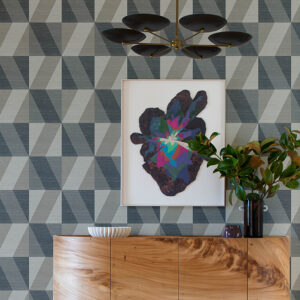Winslow Slate Geometric Faux Grasscloth Wallpaper