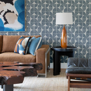Baxter Denim Semicircle Mosaic Wallpaper