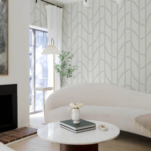 Harlow Silver Curved Contours Wallpaper