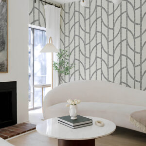Harlow Black Curved Contours Wallpaper