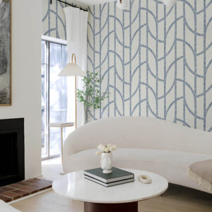 Harlow Indigo Curved Contours Wallpaper