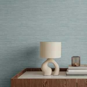 Sheehan Light Blue Faux Grasscloth Wallpaper