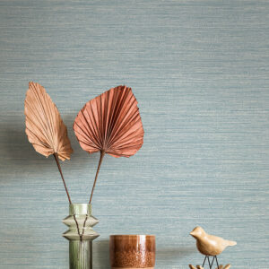 Sheehan Light Blue Faux Grasscloth Wallpaper
