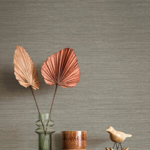Sheehan Grey Faux Grasscloth Wallpaper