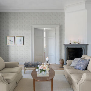 Anemone Dove Floral Trail Wallpaper