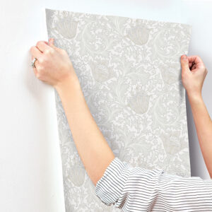 Anemone Dove Floral Trail Wallpaper