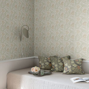 Anemone Light Green Floral Trail Wallpaper
