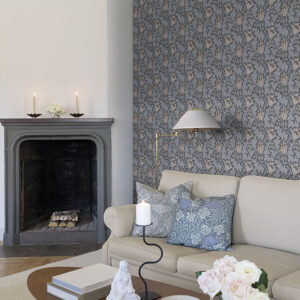 Anemone Dark Blue Floral Trail Wallpaper