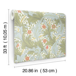 Granville Olive Leafy Vine Wallpaper