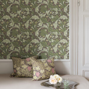 Granville Plum Leafy Vine Wallpaper