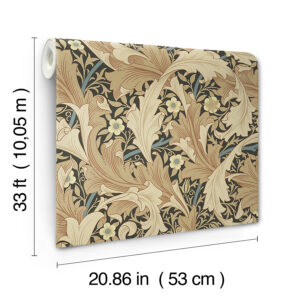 Granville Apricot Leafy Vine Wallpaper