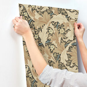 Granville Apricot Leafy Vine Wallpaper