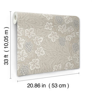 Vine Light Grey Woodland Fruits Wallpaper