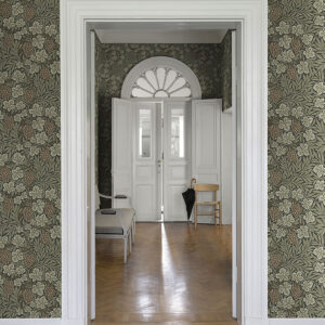 Vine Dark Green Woodland Fruits Wallpaper