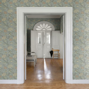 Cray Light Blue Floral Trail Wallpaper