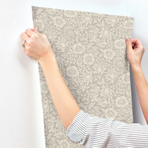 Mallow Grey Floral Vine Wallpaper